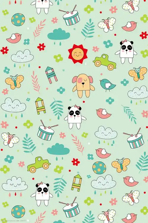 卡通元素海报背景模板 卡通 元素 海报 背景 平铺 动物 简约 可爱