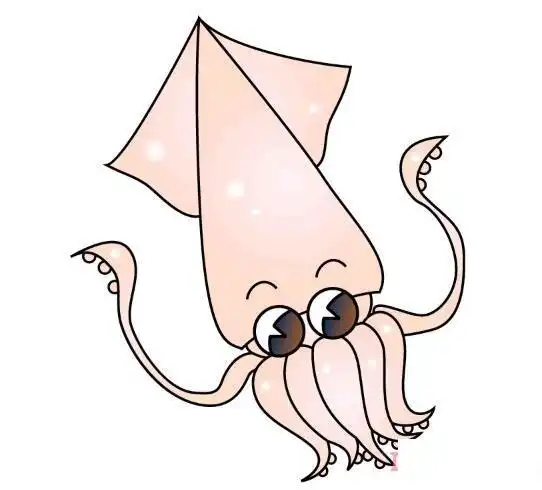 卡通乌贼怎么画涂色 乌贼简笔画图片