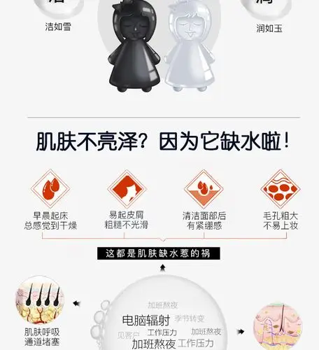 【10片装】碧素堂黑加白瓷娃娃面膜贴套装10片组合 补水嫩肤莹润亮采