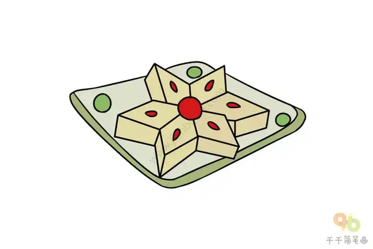 北京小吃 豌豆黄简笔画_地方美食简笔画