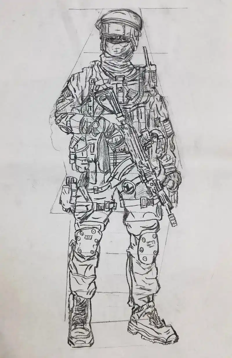 儿子画的速写之《特种兵系列》,少年强则国强,敢于挑战,超越自 - 抖音