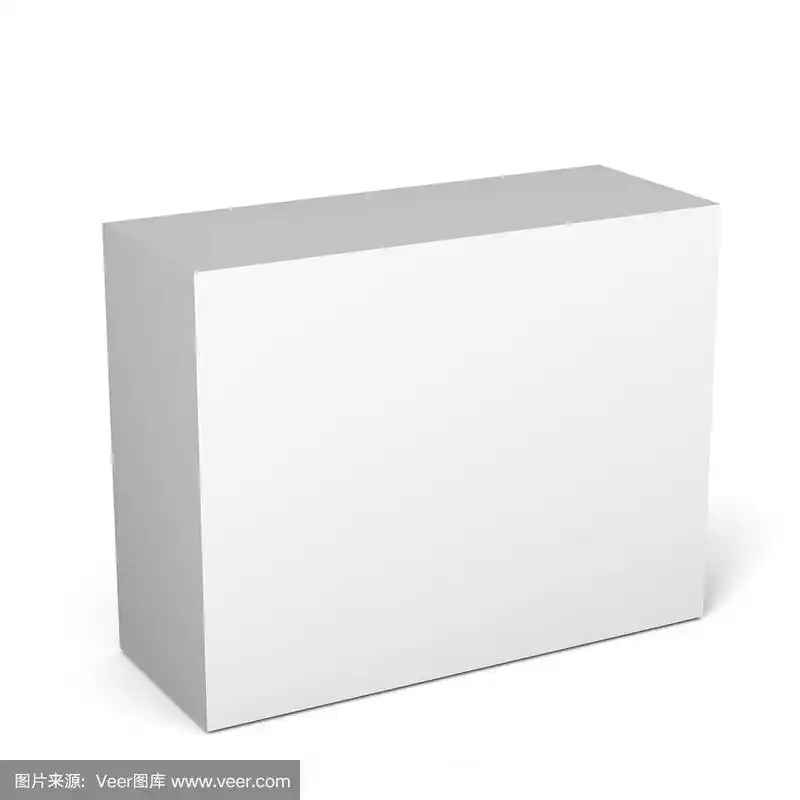 白色空白纸板包装的3d盒子在白色背景模拟和模板设计.
