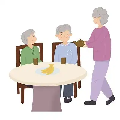 开心的卡通人物老人聚会png素材老人聚会元素