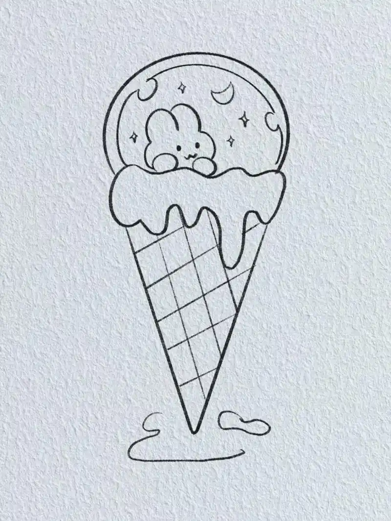 小兔叽牌冰淇淋/简笔画教程 来个甜筒吗90 临摹