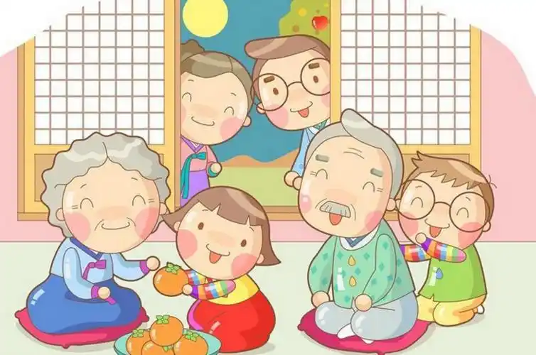 大家庭爷爷奶奶简笔画