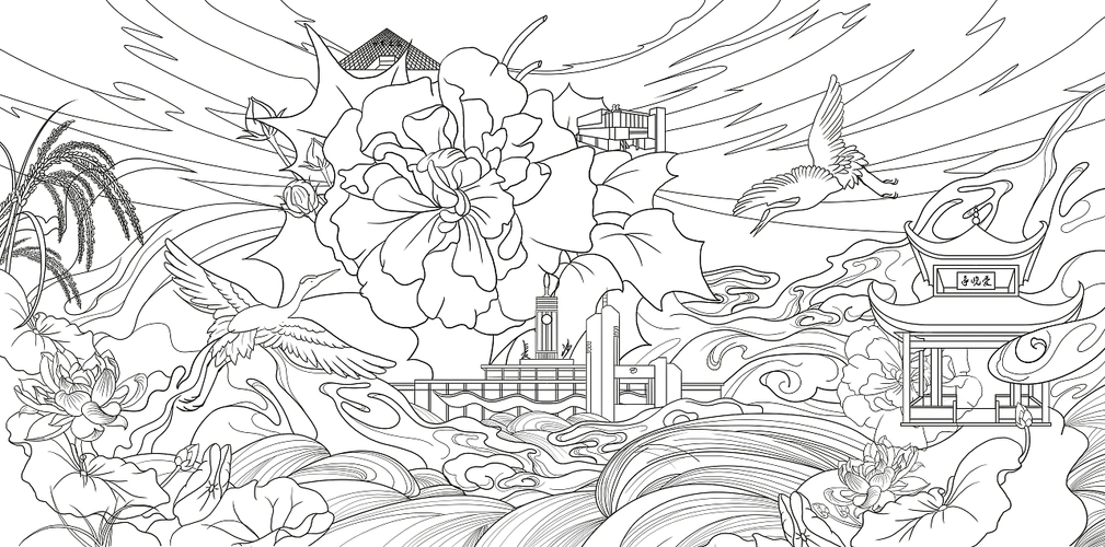 城市插画湖南长沙