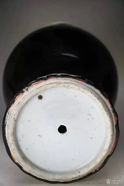 晚清乌金釉大观音瓶 古董古玩古瓷器收藏品包老保真单色釉精品