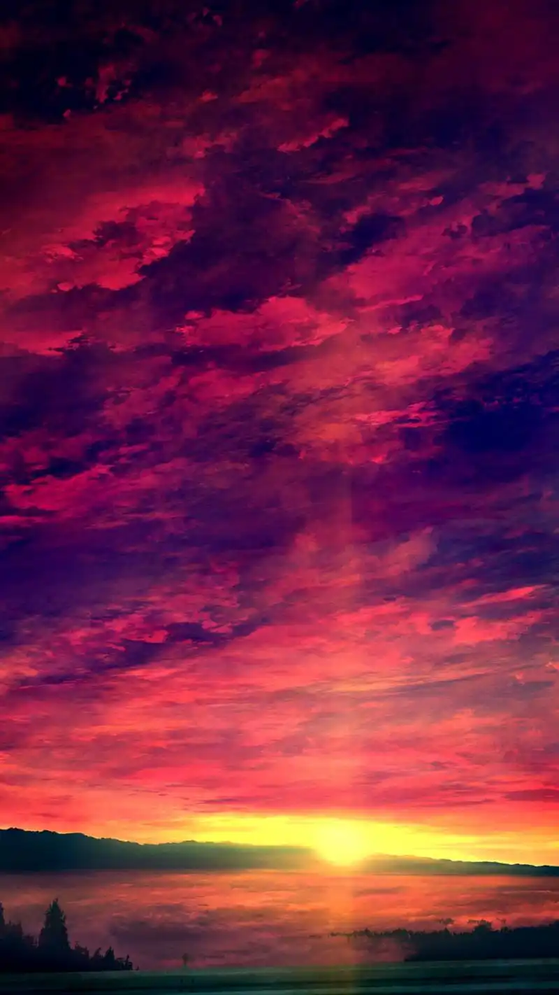 v粉壁纸动漫傍晚火烧云8p