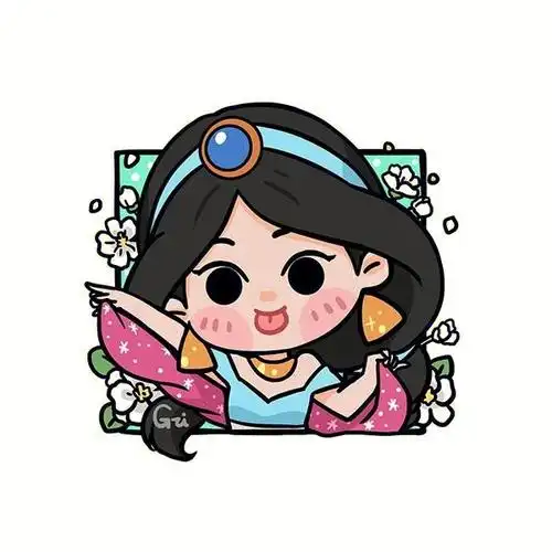 系列主题插画 精致小众手绘可爱头像壁纸动漫卡通q版q版迪士尼公主q版