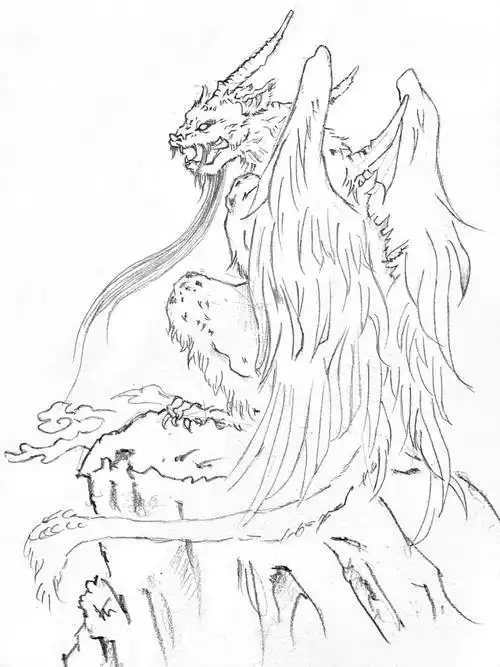 闲来摸一张#画画的日常  #线稿  #山海经  #山海经异兽  #绘画  #摸鱼