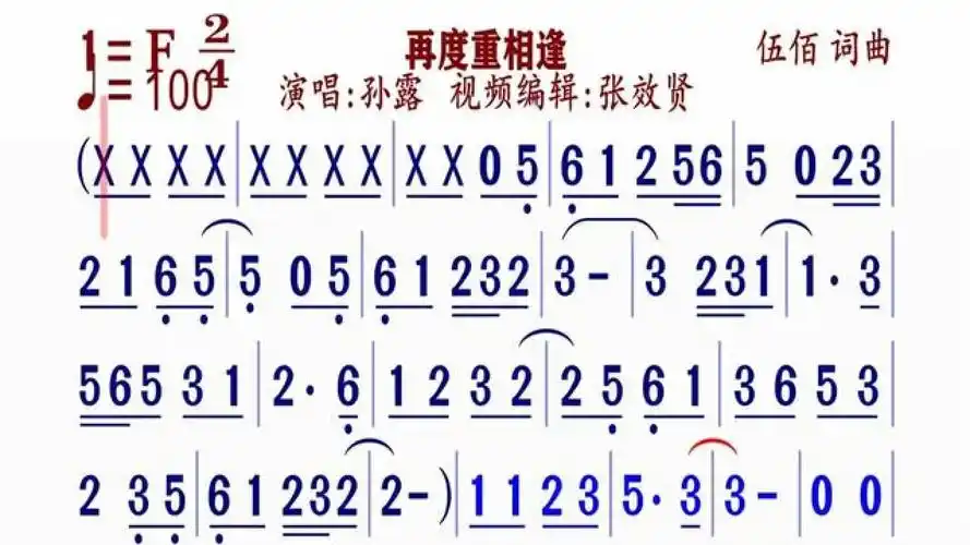 《再度重相逢》简谱#动态谱