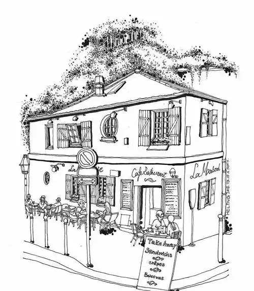 手绘分享:黑,白,灰-店面场景速写!_学好速写_零二七艺考