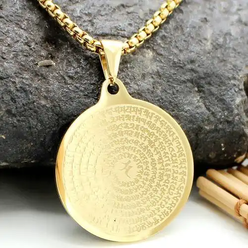 雨宝陀罗尼雨宝咒吊坠经文挂件男女士项链钛钢不易过敏 银色雨宝咒