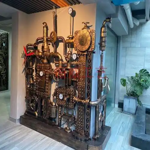 复古工业风怀旧机械重金属屏风落地酒吧背景墙装饰品铁艺齿轮隔断