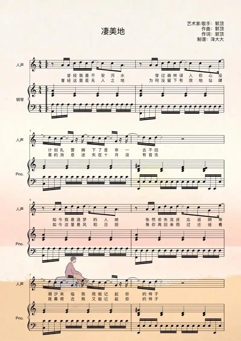 凄美地.是背景音乐的钢琴谱哦 #钢琴谱 #凄美地#郭顶@抖音 - 抖音