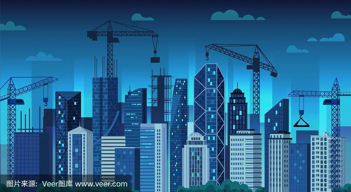 现代,建筑业,绘画插图,卡通,城市