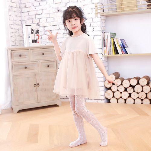 儿童网袜玫瑰花网袜女童镂空渔网袜裤打底袜高弹中大童女童跳舞袜