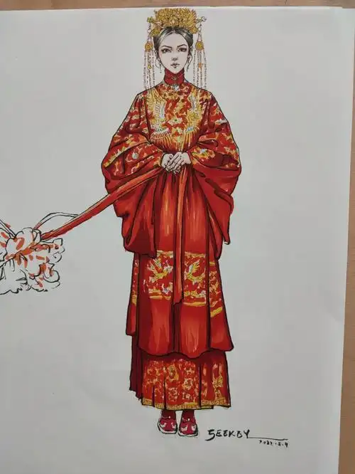 古装婚服时装画
