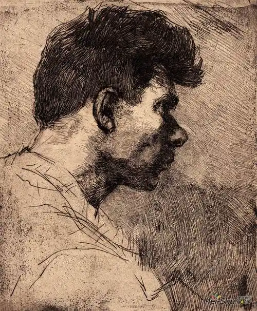 《人像》作者:彼得申珂创作年代:不详规格:26.5×22cm材质:铜版画