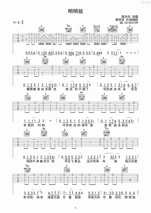 明明就吉他谱(图片谱,弹唱)_周杰伦(jay chou)_明明就01 .gif