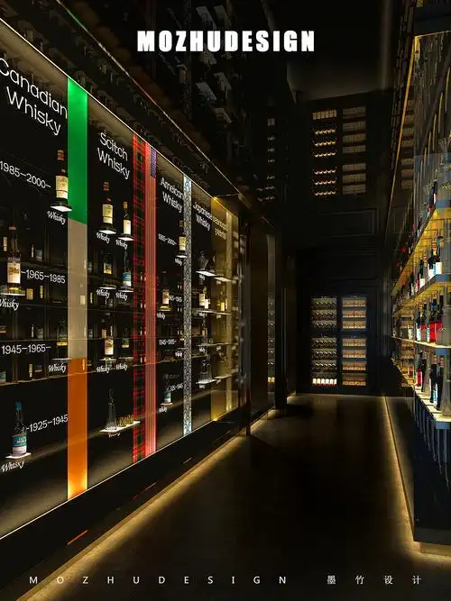 魔金威士忌酒吧设计|星空主题酒吧设计|酒吧走廊设计效果图