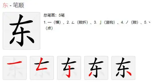 东的笔顺正确写法(东的笔顺是撇还是点小学生硬笔书法推荐)