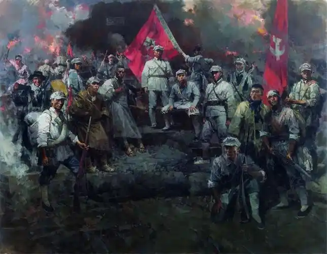 《火种——中国工农红军第十三军》 孙景刚 油画 280cm×360cm