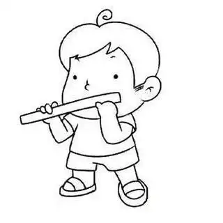 小孩吹笛子图片,绘画图片,儿童文艺-绘艺素材网