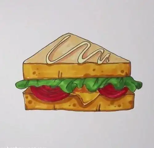 美味好看三明治简笔画