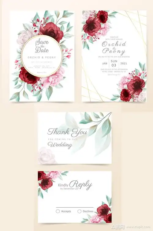 小清新手绘花卉贺卡卡片模板下载-编号2685895-众图网