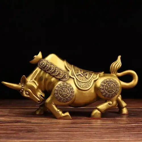 鼎盛福纯铜财福牛飞天牛摆件气势如虹牛气冲天发财纳福客厅办公室饰 d