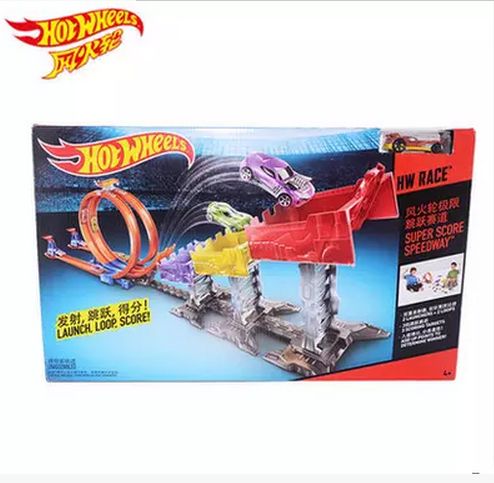 包邮hotwheels风火轮火辣小跑车轨道djc05跳跃赛车赛道男孩玩具