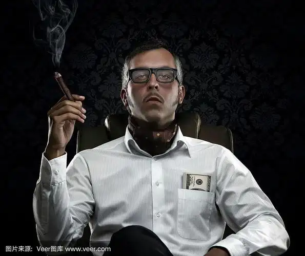 一个有钱抽雪茄的严肃富翁的肖像