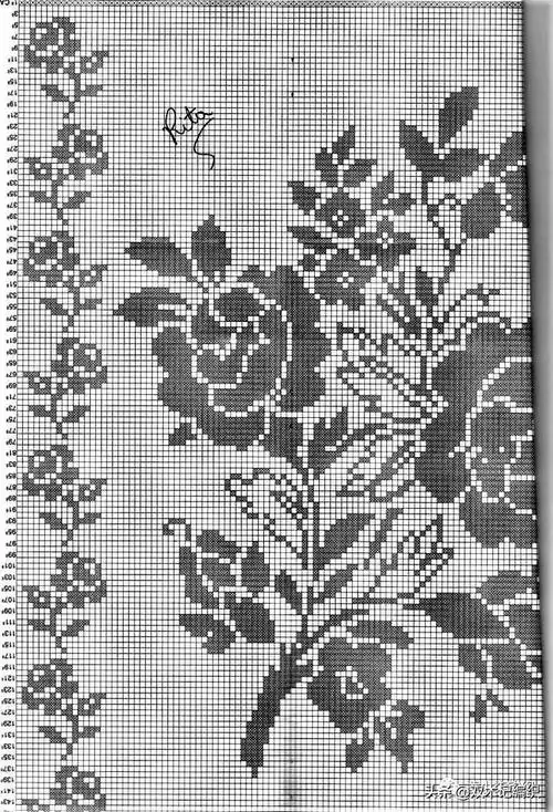 可以像刺绣一样的漂亮钩针网格编织花样模式图解