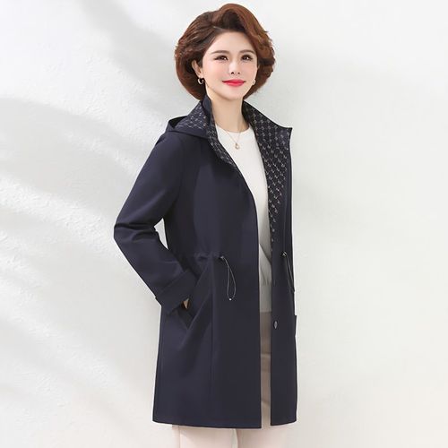 妈妈春秋款外套高档中年40岁50洋气宽松大码中老年人风衣女中长款