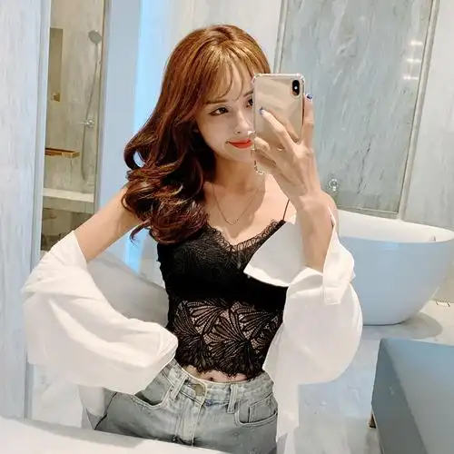 性感蕾丝抹胸防走光美背内衣裹胸聚拢文胸打底吊带外穿短款小背心