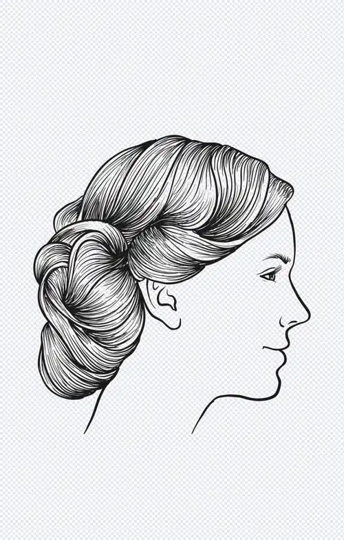 线条手绘女子侧脸矢量素材