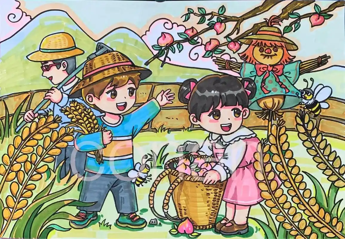 手绘 #丰收的季节 #画画 #马克笔手绘 #秋 - 抖音