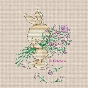 阿芙dmc十字绣套件新款 客厅a014抱花束的兔子