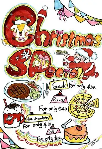 恰逢圣诞节来临之际,湖南广益实验中学七年级英语组开展圣诞海报设计