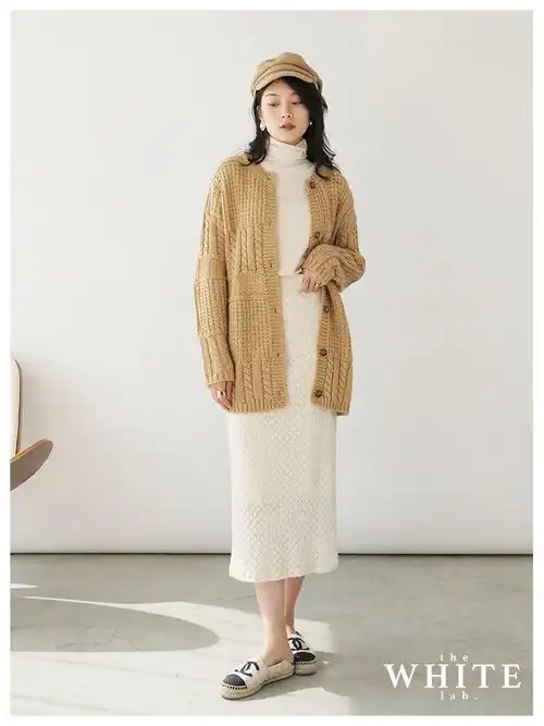 韩版宽松粗毛线中长款女网红加厚毛衣外套针织衫开衫2020秋冬新款