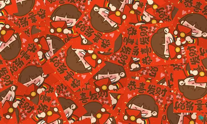 新年春季吃吃羽毛球恭喜发财贺喜新春表情小画