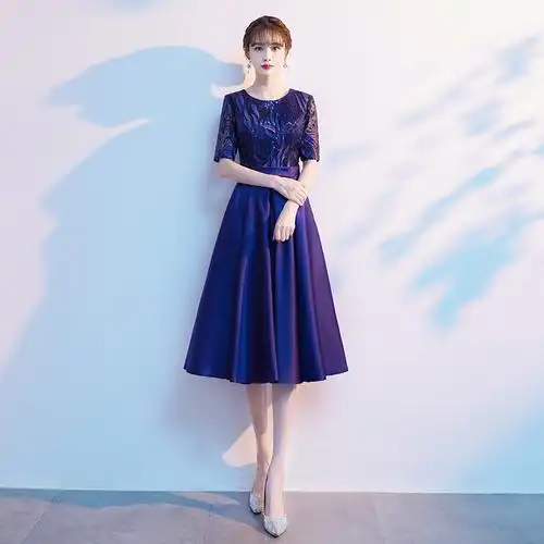 高端晚礼服女秋季中袖气质宴会高级感参加婚礼妈妈连衣裙平时可穿