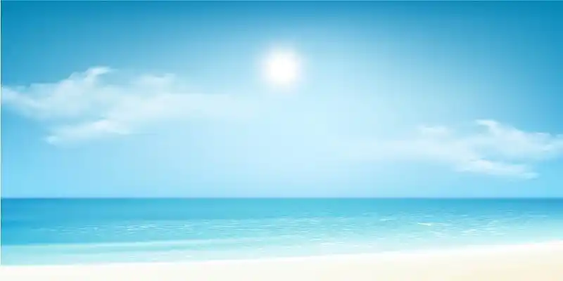 夏天背景夏日插画手绘风景天空烈日晴空夏至夏天夏日夏季背景澄净蓝天