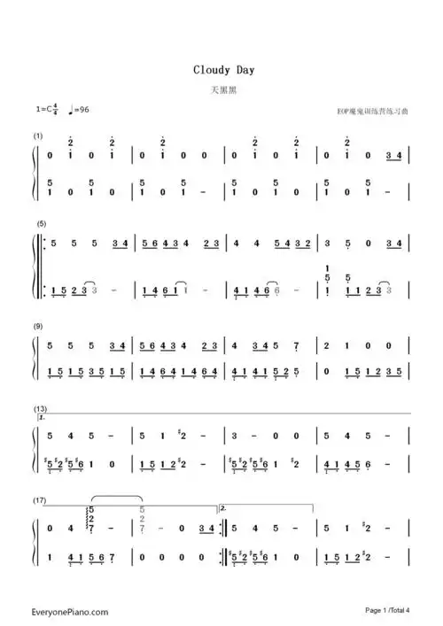 哪位能提供学友版的《天黑黑》的钢琴弹唱谱