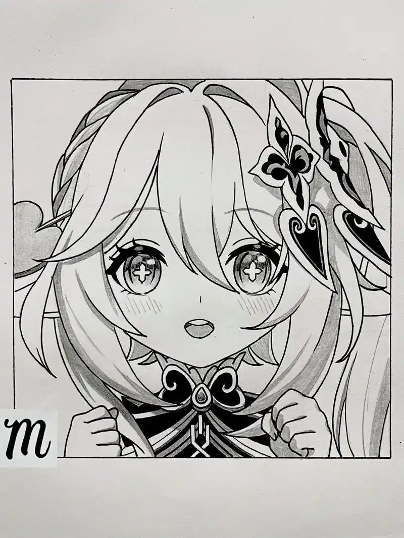 手把手教你画7915纳西妲.#原神 #纳西妲 #手绘 #黑白画  - 抖音