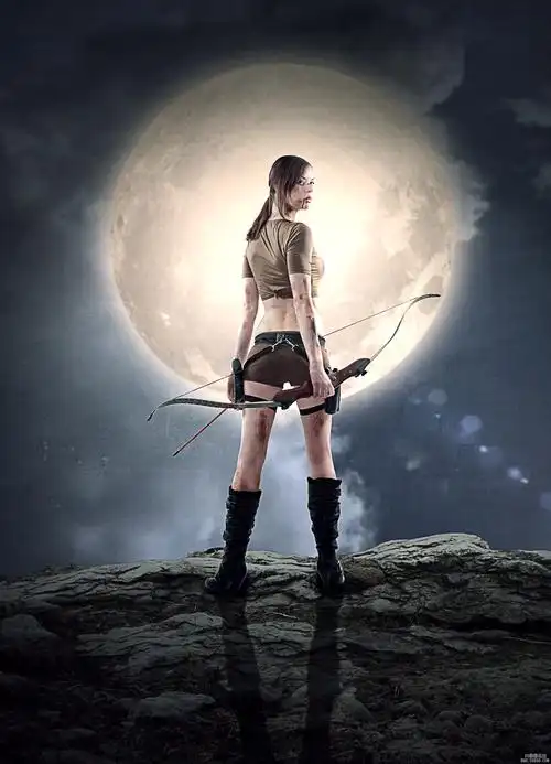 场景合成合成夜幕下的女弓箭手场景教程