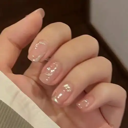 秋冬穿戴甲短款手工美甲成品裸色简约显白小众2022新款假指甲贴片