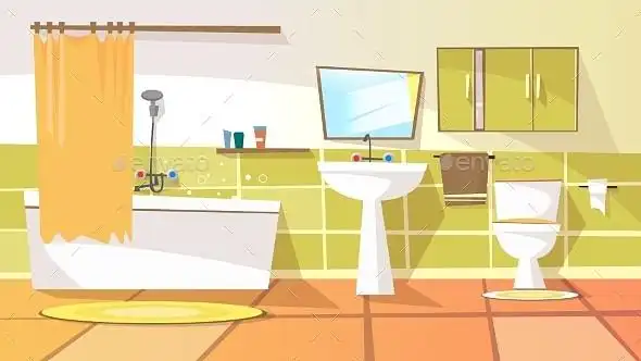 矢量动画浴室内部背景——背景装饰vector cartoon bathroom interior