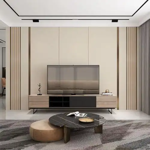 电视背景墙壁纸墙布客厅沙发卧室装饰格栅线条大气轻奢风影视壁画